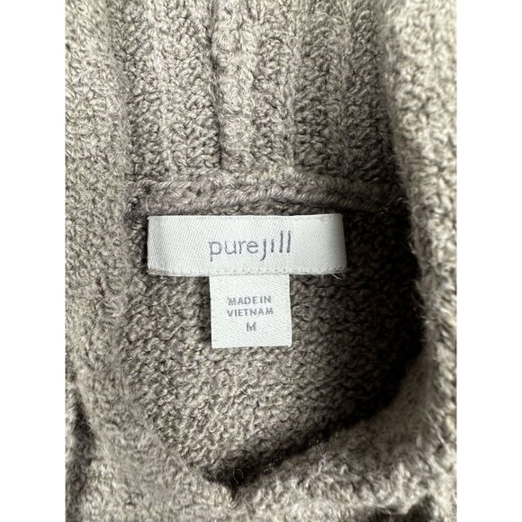 Pure‎ Jill Hoodie Sweater Womans M Gray Knit Ribbed Cozy Soft Pullover - Picture 2 of 9
